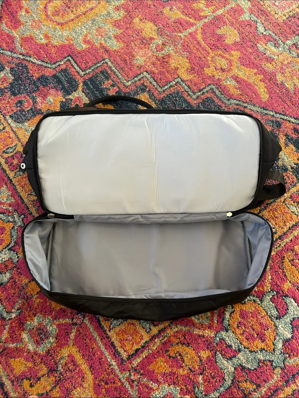 Floless Workshop | Unisex Black Travel Duffel Tote Bag Crossbody/Shoulder Straps